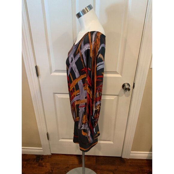 BCBG Max Azria Multicolor Patterned Shift Dress, Size Small - Picture 3 of 5